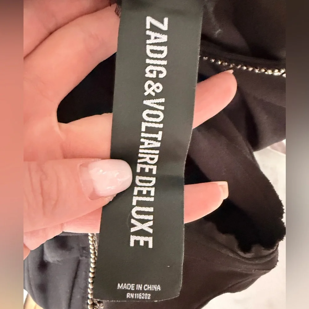 ZADIG & VOLTAIRE SIZE S BLACK MINI DRESS‎ BACK CUT OUT RHINESTONES RANIA DELUXE - Picture 4 of 5
